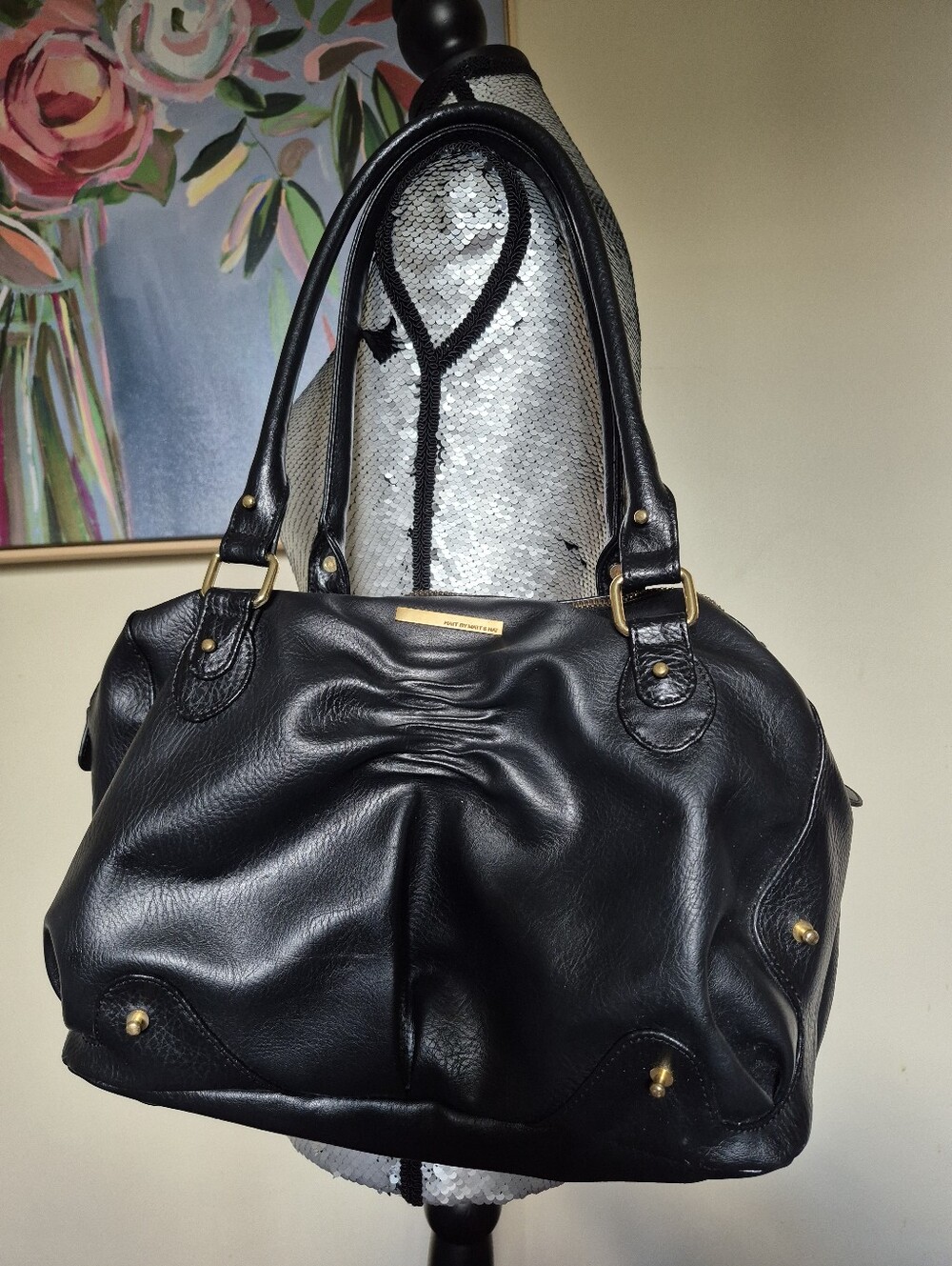 Y2K Vintage Matt & Nat Textured Black Vegan Leather Hobo/satchel bag